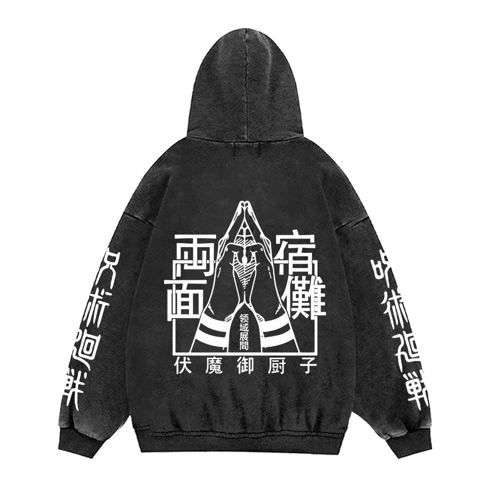 Jujutsu Kaisen Anime Hoodies Men Women 100%Cotton Toji Gothic Manga Sweatshirts Vintage Casual Pullover Fashion Streetwear Daily