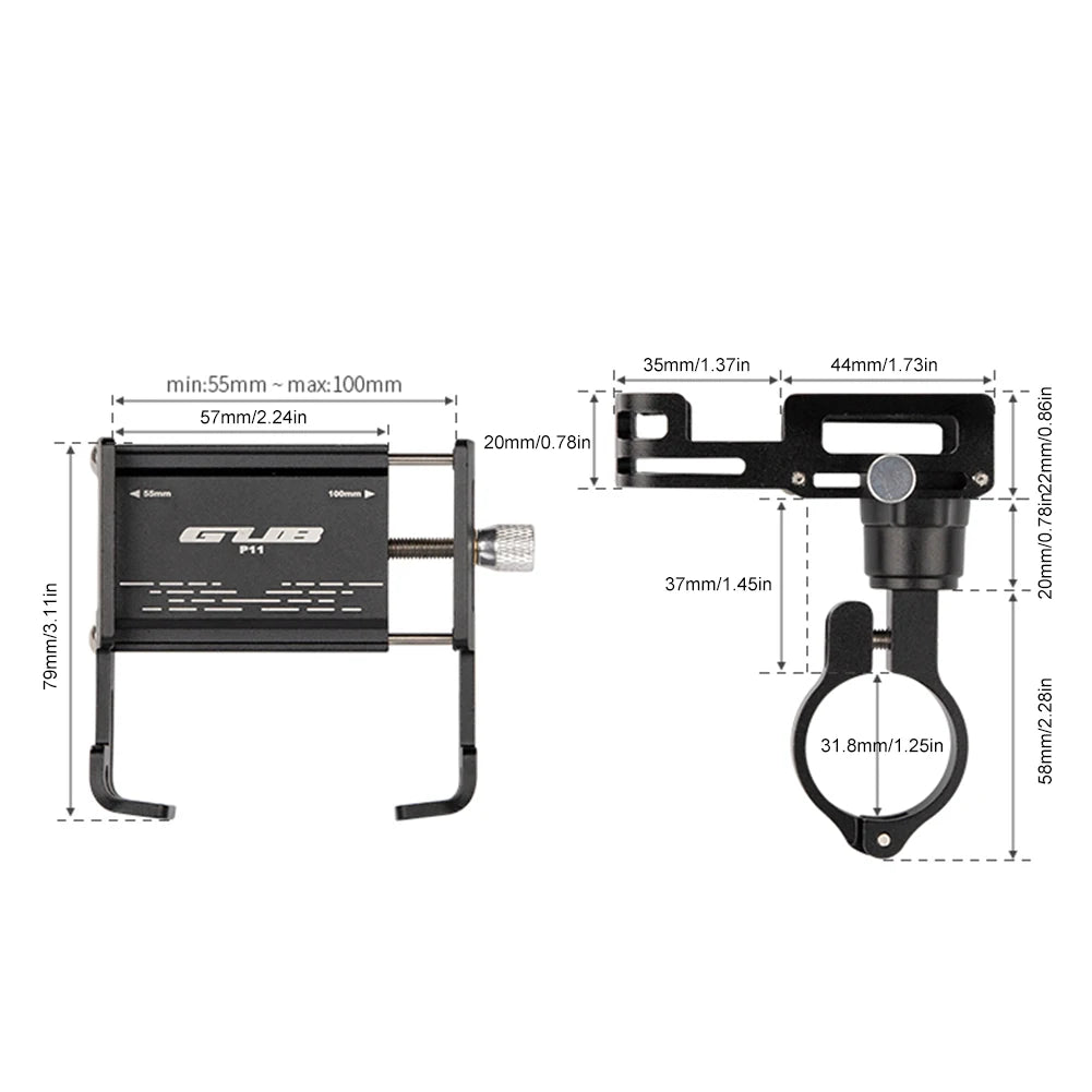 Bike Phone Holder Quick Attach/Detach Motorcycle Phone Mount Universal Bike Cycling Phone Clamp for 1.96 To 3.93 in Smartphone