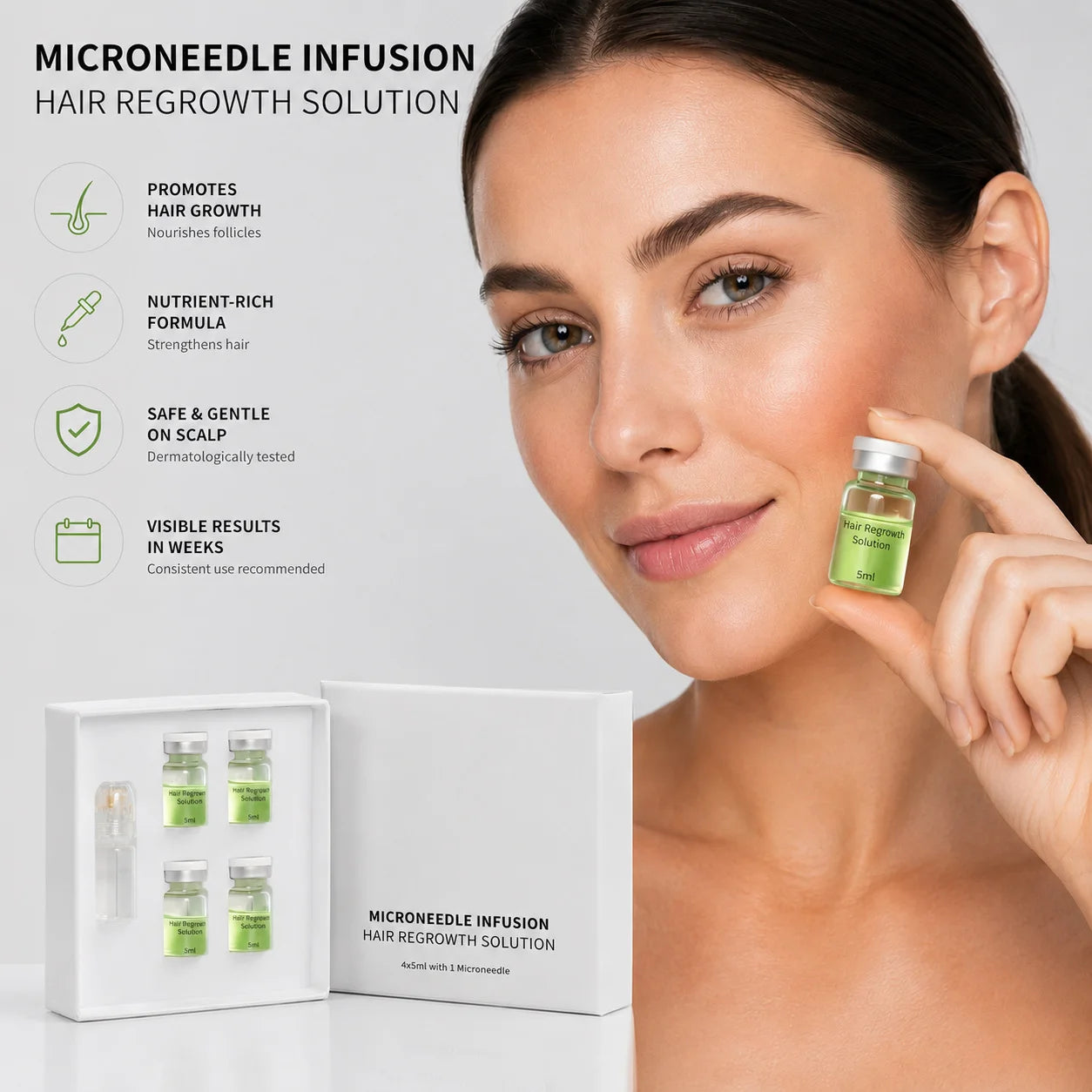 0.3mm Microneedle Hair Regrowth Kit, Scalp Nourishing Serum, Scalp Care Set for Hair Health Maintenance