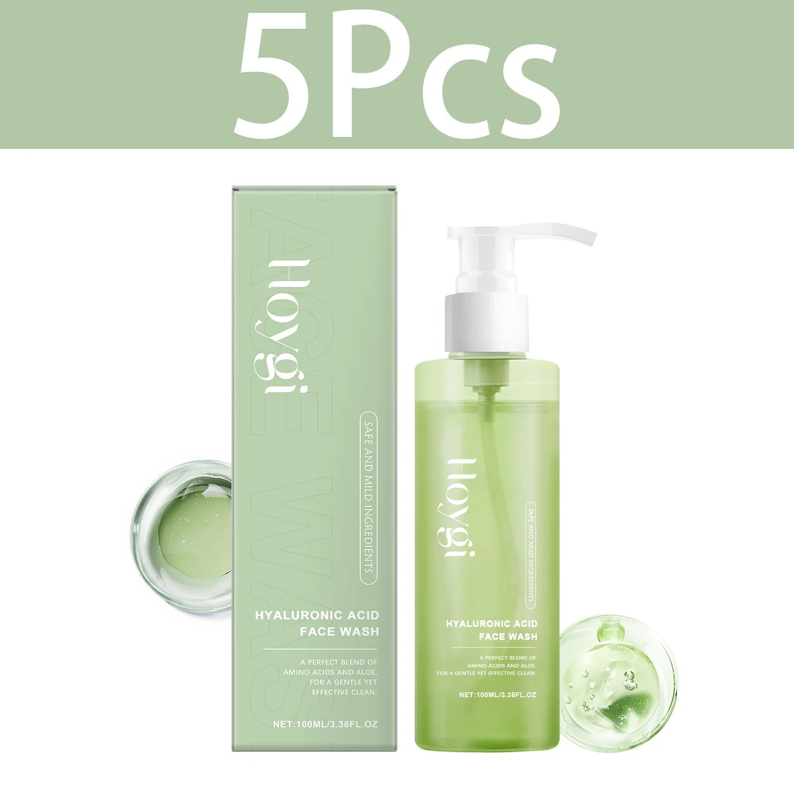 HOYGI Hyaluronic Acid Cleanser Anti Acne Oil Control Blackhead Remover Skin Cleansing Gel Brightening Pore Cleaning Face Wash Halalzen