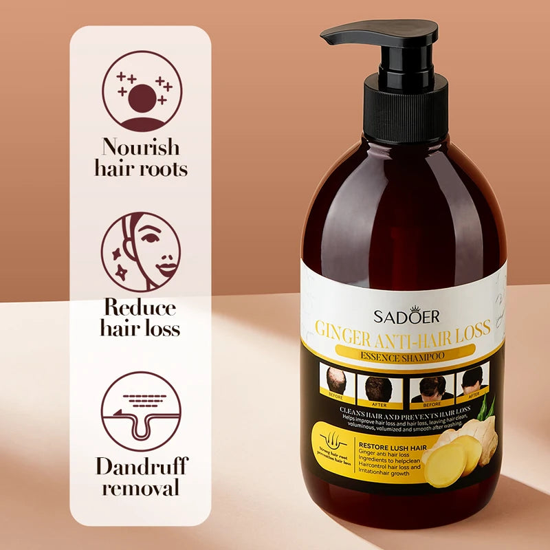 500ml Ginger Anti-Hair Loss Shampoo Long-lasting Fragrances Shampoo Deeply Moisturizing Smooth Set With Comb Gift Halalzen
