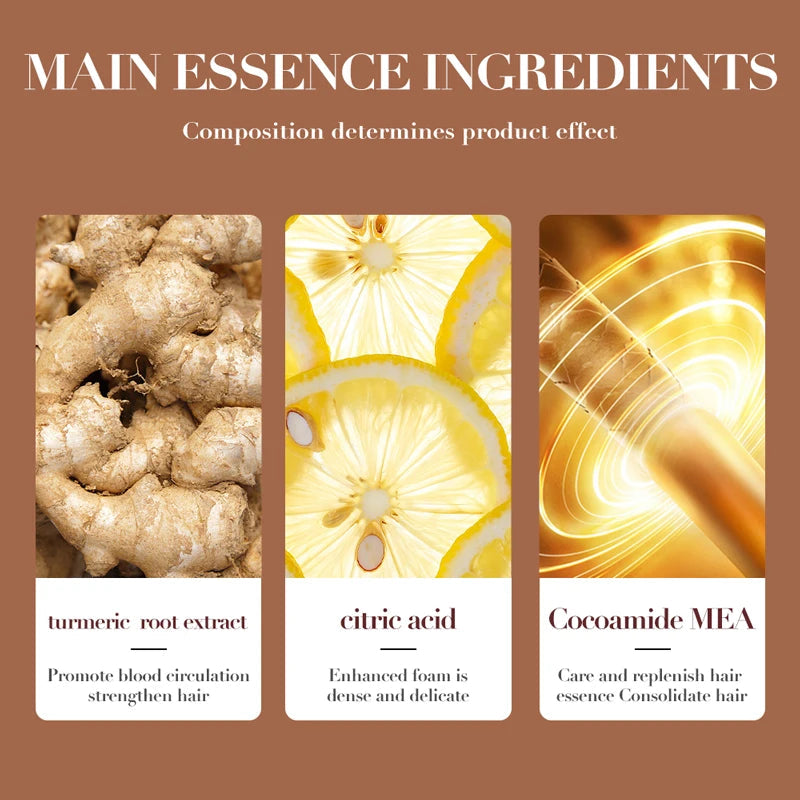 500ml Ginger Anti-Hair Loss Shampoo Long-lasting Fragrances Shampoo Deeply Moisturizing Smooth Set With Comb Gift Halalzen
