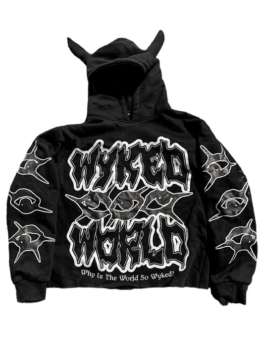 Harajuku Y2K Hoodie with Horn Hat for Men Funny Printed Casual Top