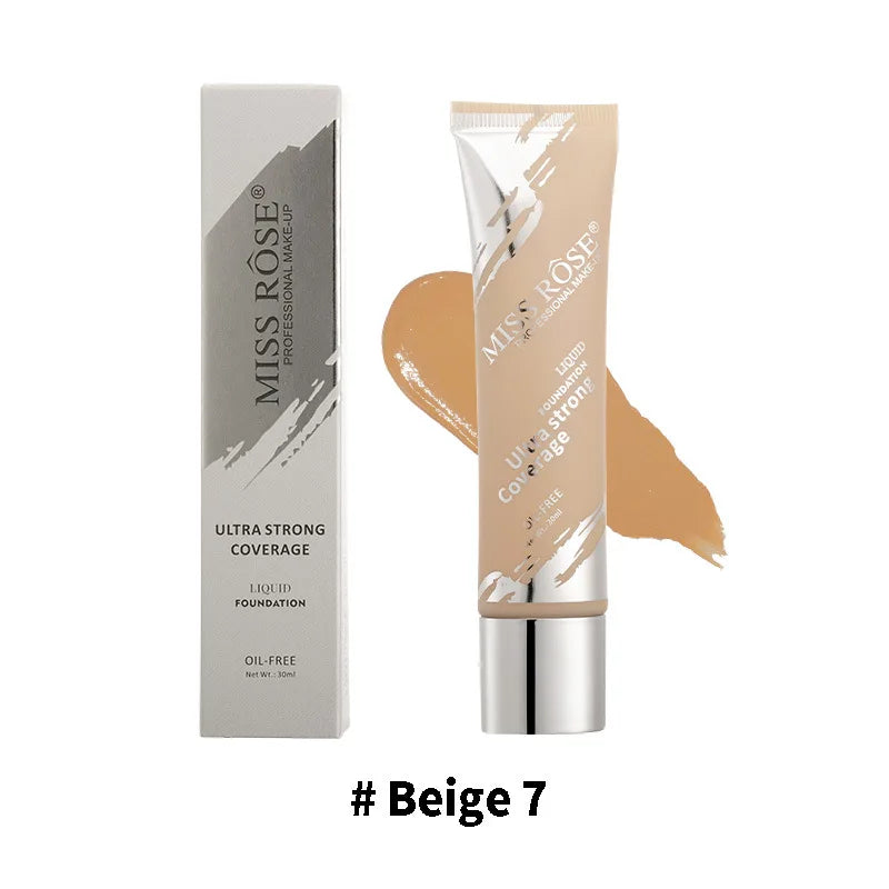 MISS ROSE Flat Tube Liquid Foundation Not Easy Fade, Moisturizing Foundation Cream Suitable For All Skin Tones Daily Face Makeup