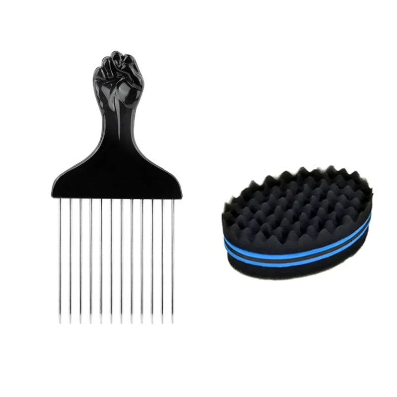 Afro Curly Hair Sponge Brush Twist Hair Comb Glove Set Barbershop Curling Net Comb Salon Hairdressers Wave Hair Style Tools Halalzen