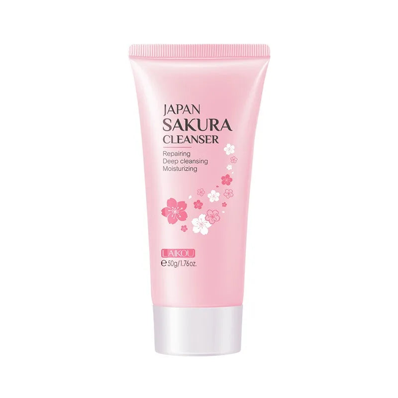 Sakura Cleanser Rich Foam Deep Clean Remove Grease Improve Oily Face Wash Cream Gentle Moisturizing Remove Blackhead Cleanser Halalzen