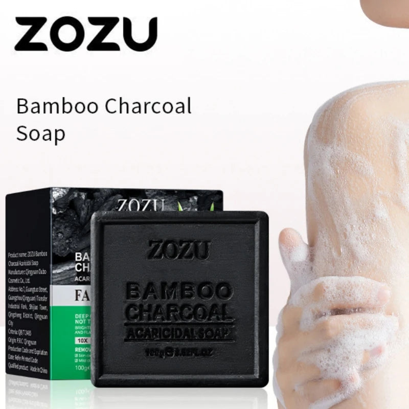 100g Bamboo Charcoal Soap, Cleansing, Bathing, Exfoliating, Gentle Cleansing, Oil-Controlling Essential Oil Soap Halalzen