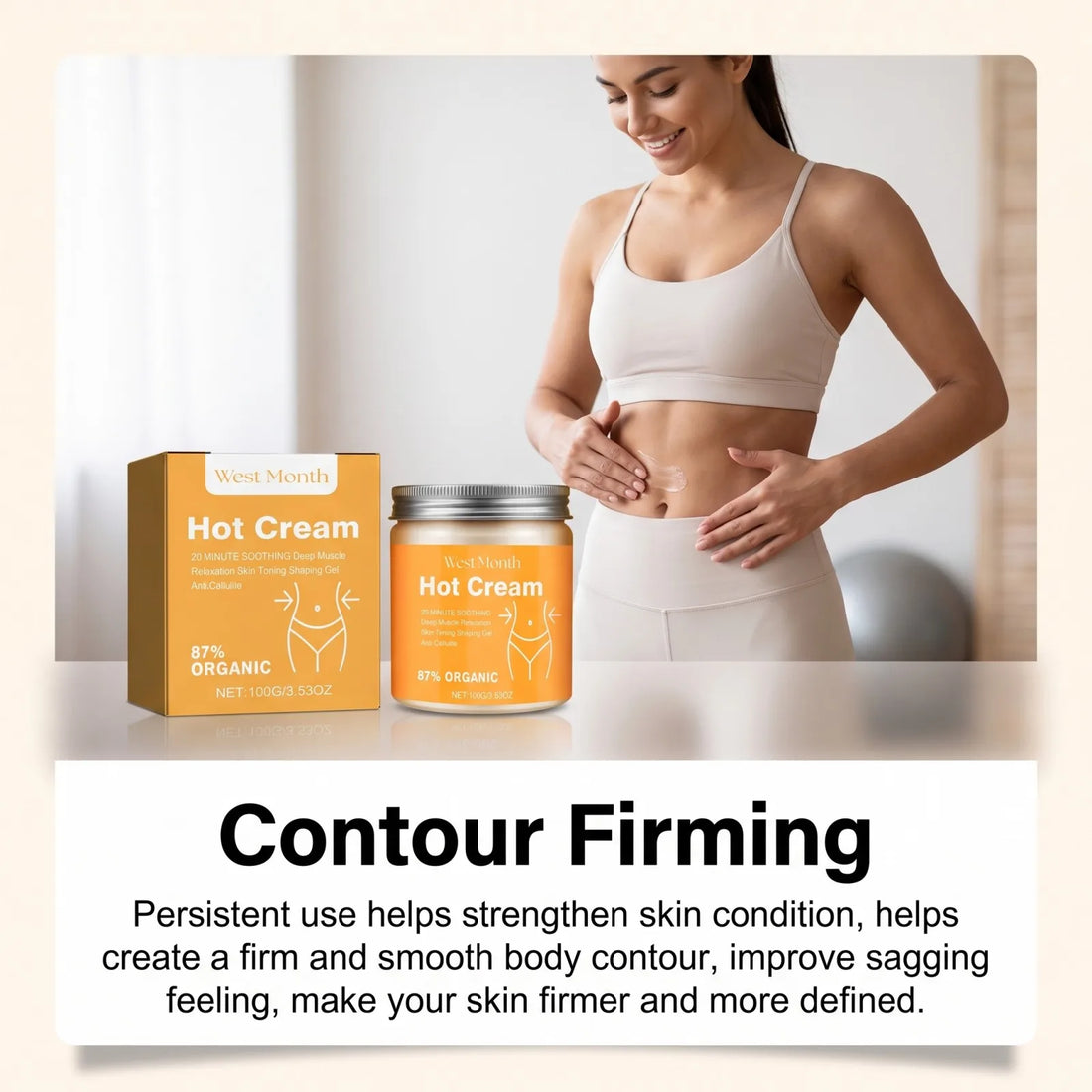 West Month Firming Body Cream Tightens Skin Boosts Elasticity Lightens Fine Lines Hydrates and Moisturizes Brightens Skin Tone