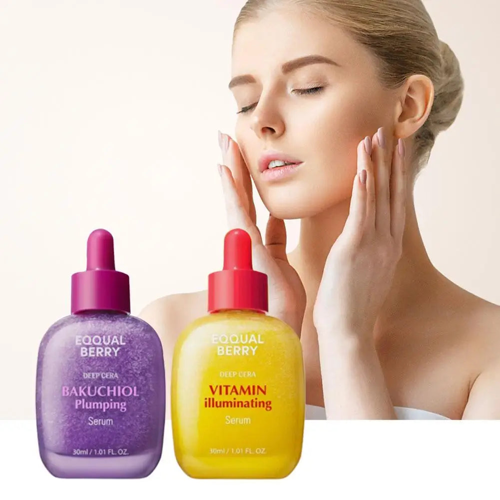 Korean EQQUALBERRY Bakuchiol Plumping Serum - VITAMIN Illuminating Reduces Wrinkles Lifts Skin Moisturizes Brightens Skincare Halalzen