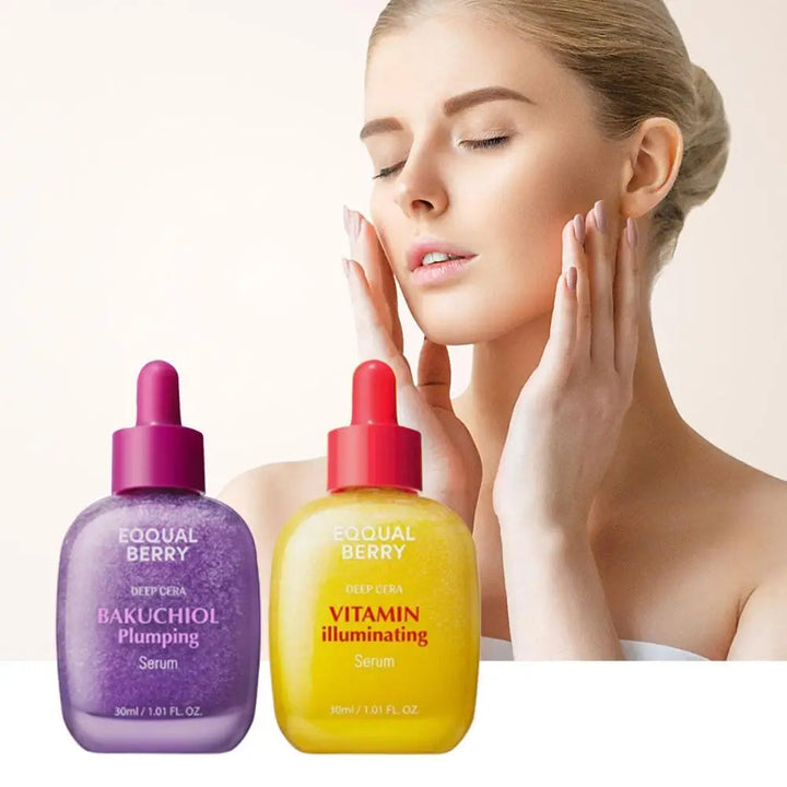 Korean EQQUALBERRY Bakuchiol Plumping Serum - VITAMIN Illuminating Reduces Wrinkles Lifts Skin Moisturizes Brightens Skincare Halalzen
