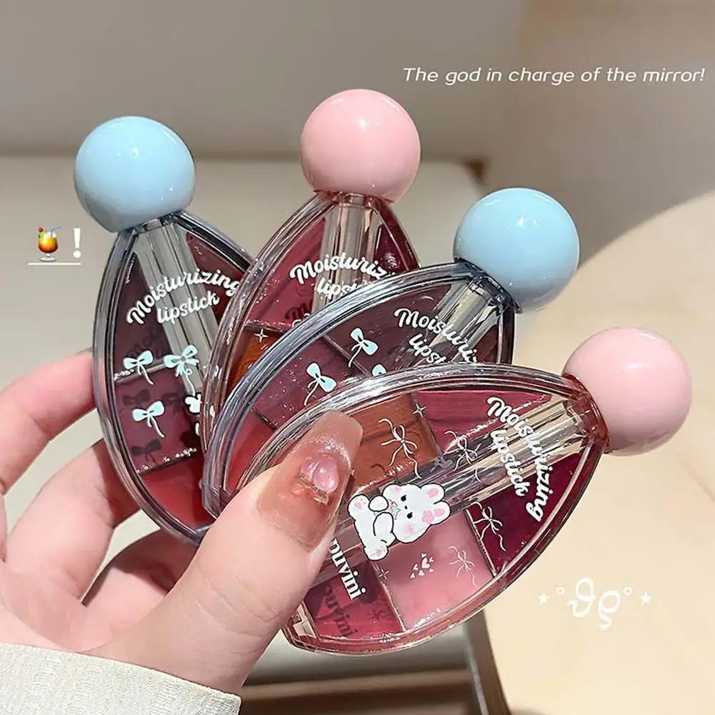 1/2PCS Six-color Strawberry Mirror Jelly Lipstick Palette Juicy Pink Solid Lip Gloss Set Moisturizing Lip Oil Tint with Silicone