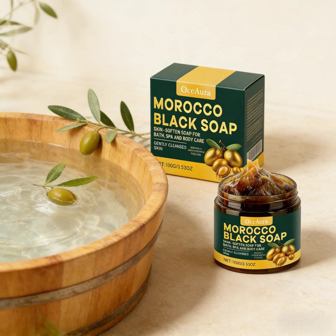 100g Natural Morocco Black Soap Dead Skin Remover Body Scrub Deep Cleaning Remove Dead Skin Cells Gentle Care Body Moisturizing Daily Body Care Bath Soap