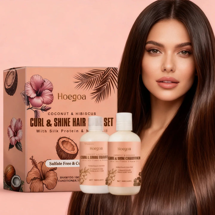 Coconut Shampoo and Conditioner Set - Hydrating Hair Care for Curly Hair | Oil Control Frizz Removal Scalp Cleansing Smoothing Halalzen
