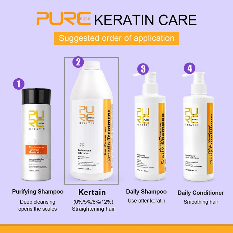 PURC Brazilian Keratin Treatment Straightening Hair Keratin For Deep Curly Hair Treatment Wholesale Hair Care Products PURE