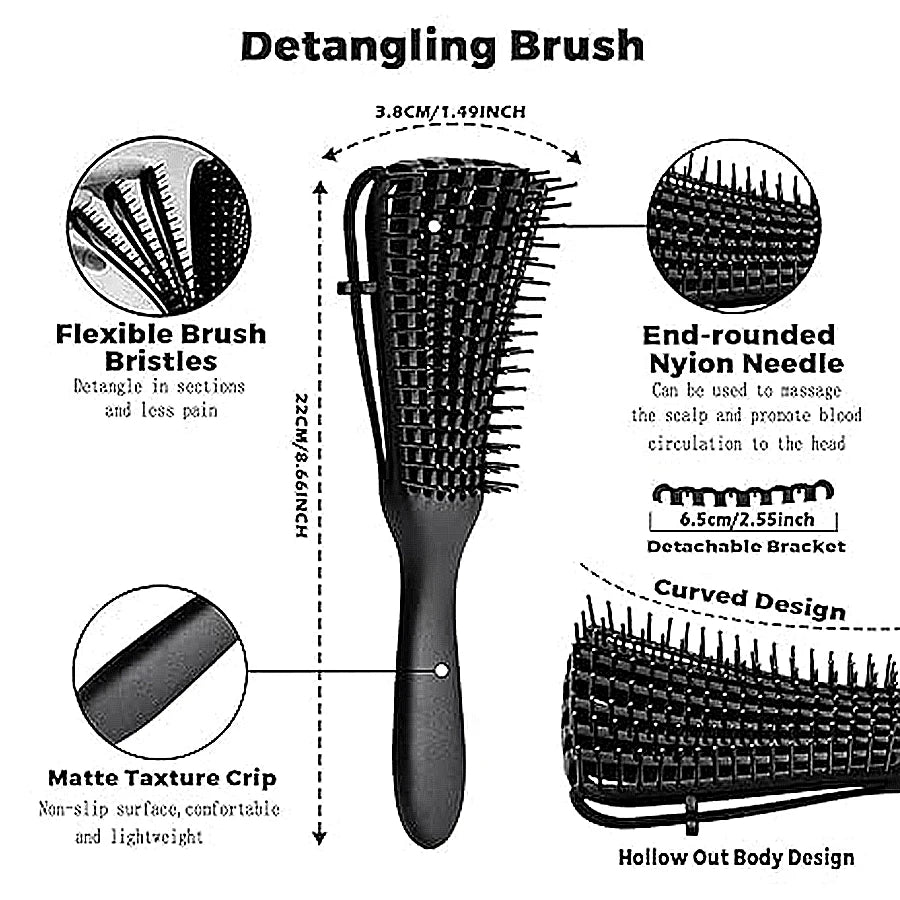 11 Pcs Hair Styling Kit for Women:Wide Tooth Comb, Detangler & Teasing Edge Brush, Rat Tail Comb, Alligator Clips for Curly Hair