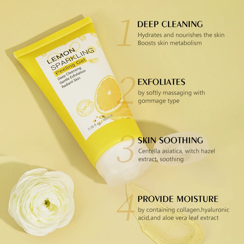 Lemon Face Wash Facial Cleanser Face Exfoliating Gel Moisturizing Remove Dead Skin Blackhead Exfoliator Facial Scrub Skin Care Halalzen