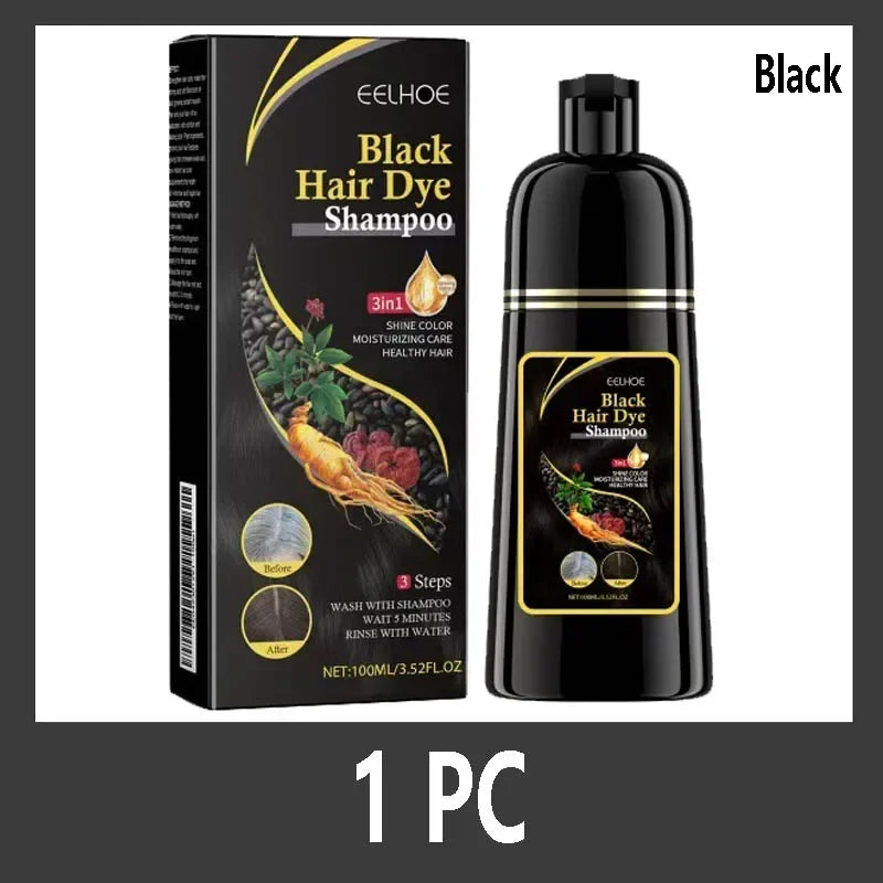Instant Black Dye Shampoo Black Brown Hair Coloring Natural Herbal Ginseng Hair Repair Shampoo Grey White Hair Dyed Black