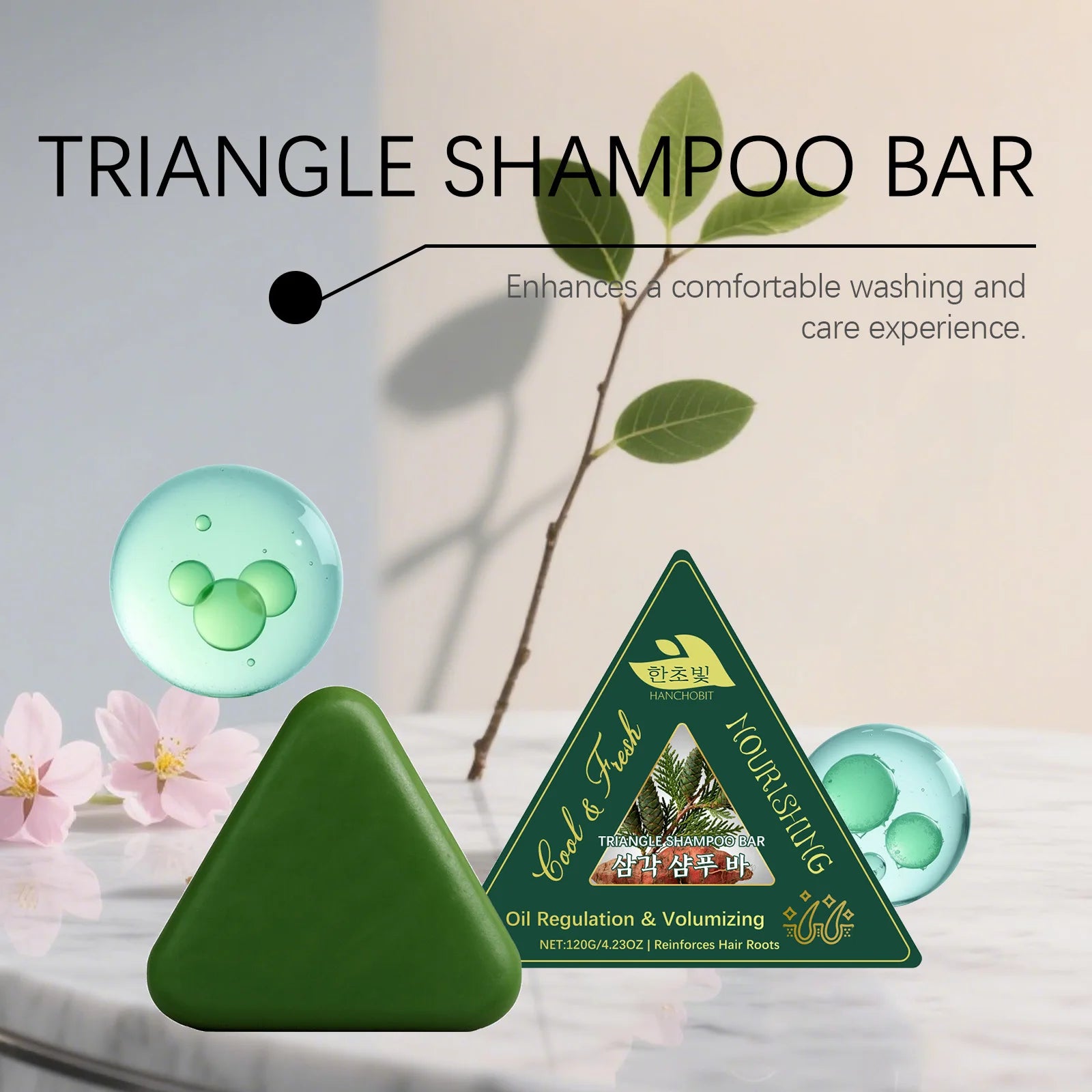Triangle Herbal Nourishing Shampoo Bar Clean Scalp Reduce Loss Strengthen Hair Control Water-oil Balance Repair Damaged