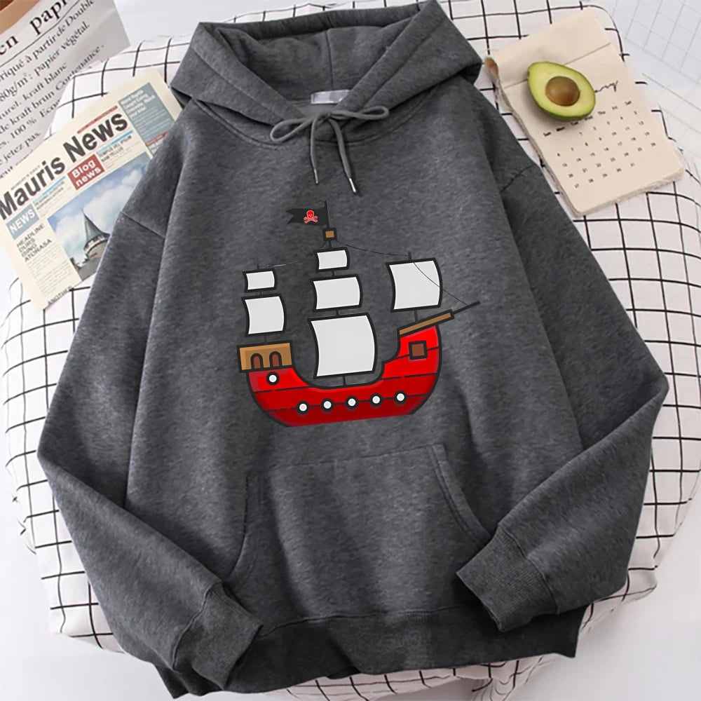 Ship Graphic Sweatshirts Y2K Man And Woman Hoodies Comfort Oversized Streetwear Sweater Casual Lightweight Unisex Autumn Clothe