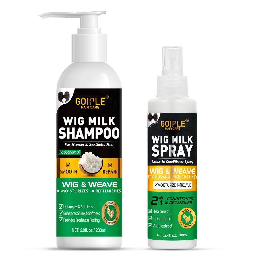 2 In 1 Wig Shampoo and Leave-in Conditioner Wig Care Solution Detangle Spray Anti-Frizz Moisturizes & Revitalizes Synthetic Wigs Halalzen