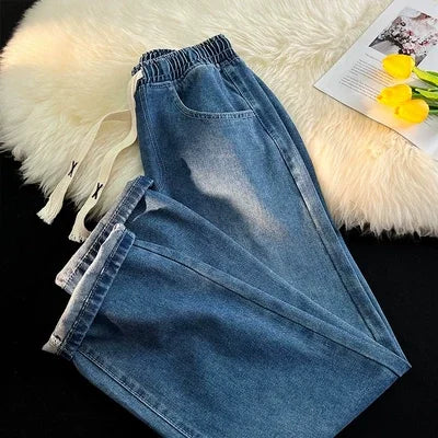 Thiened Fce Lined Thi High Waist Loose Fits Jeans Womens Winter Straight Leg Wide Leg Trousers Wear Resistd Denimcloth...