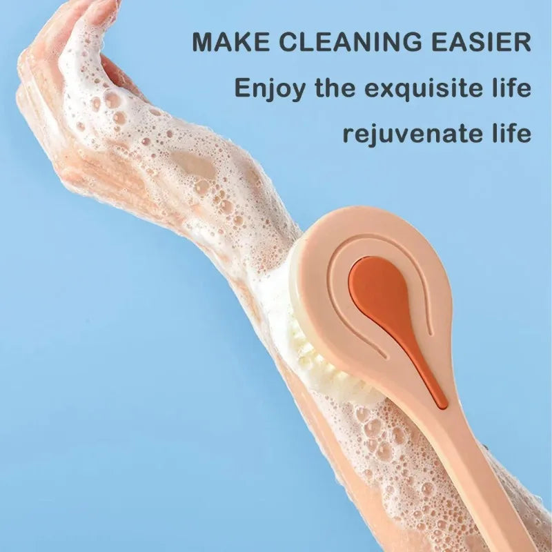 1PC Long Handle Soft Hair Bath Brush - Back Ball Scrubber Mud Massage Shower Body Brush for Bathroom Halalzen