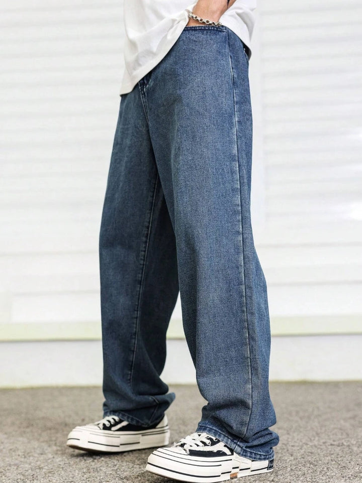 Men’s Relaxed Fit Straight Leg Jeans, Everyday Comfort for Lounging at Home to Quick Errands