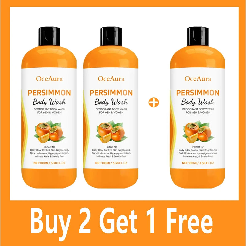 Persimmon Body Wash Gel Gentle Cleansing Moisturizing Skin Exfoliating Shower Gel Smooth Soft Body Odor Remover Bath Products