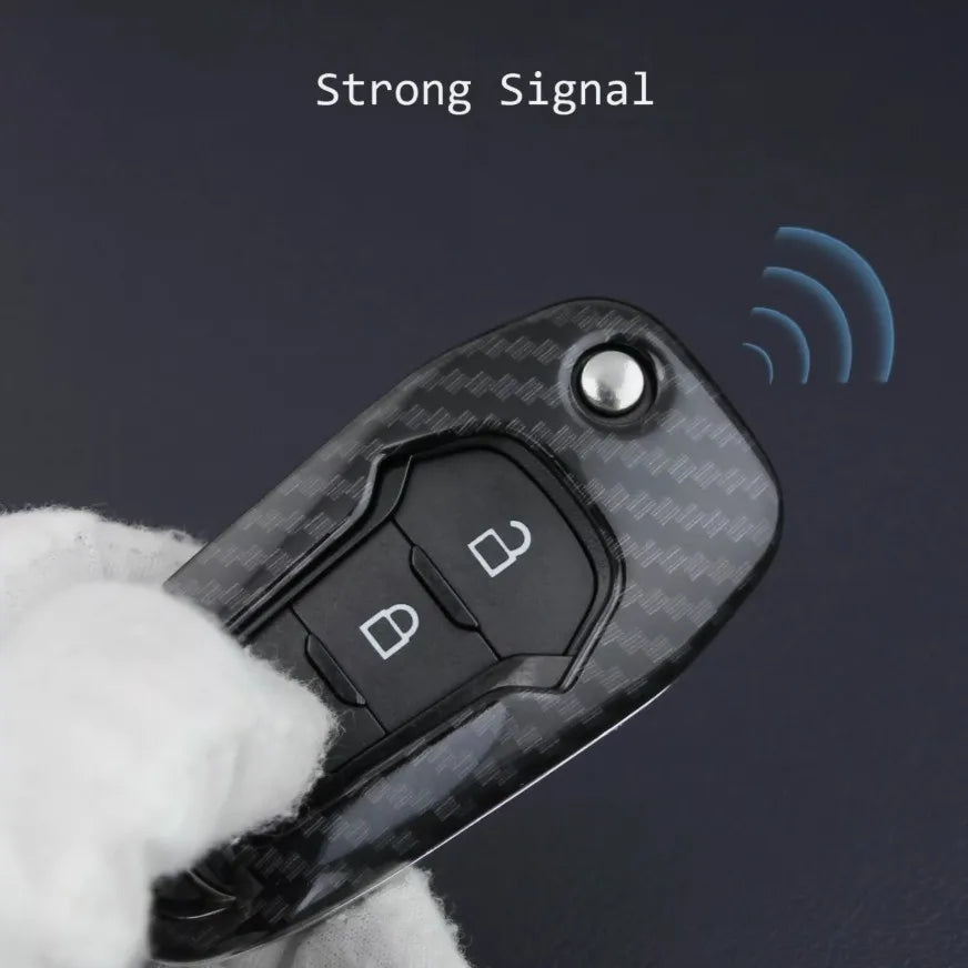 Car Key Case Carbon Fiber Flip Key Shell Cover Fob Case For Ford Everest Ecosport F150 XL/XLT/STX F250 F350 F450 Ranger XL XLT