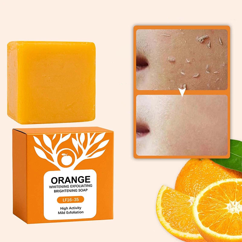 100g Orange Enzymes Mild Exfoliating Brightening Soap Bar,Face Body Gentle Cleansing Hydrating Moisturizing,Smooth Tender Skin Halalzen