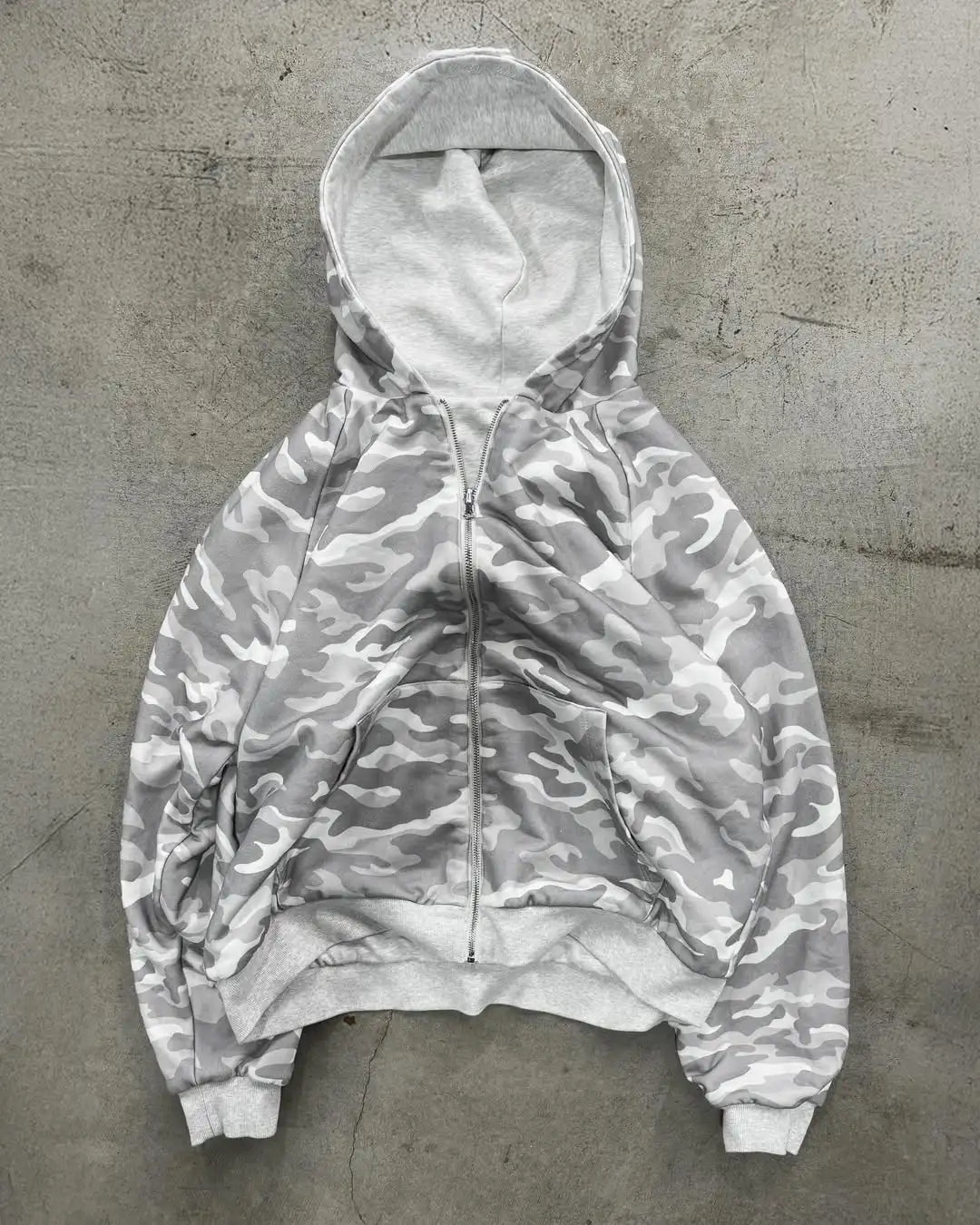 American fashion Gothic camouflage clothing oversized hooded men's Y2K street hip-hop Harajuku loose zipper sweatshirt