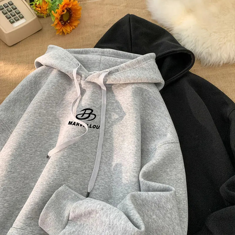 Korean Classic Loose Hooded Sweatshirt Casual Sports Wind Pullover Hoodie Multi-colour Sweatshirts Men Women Oversized