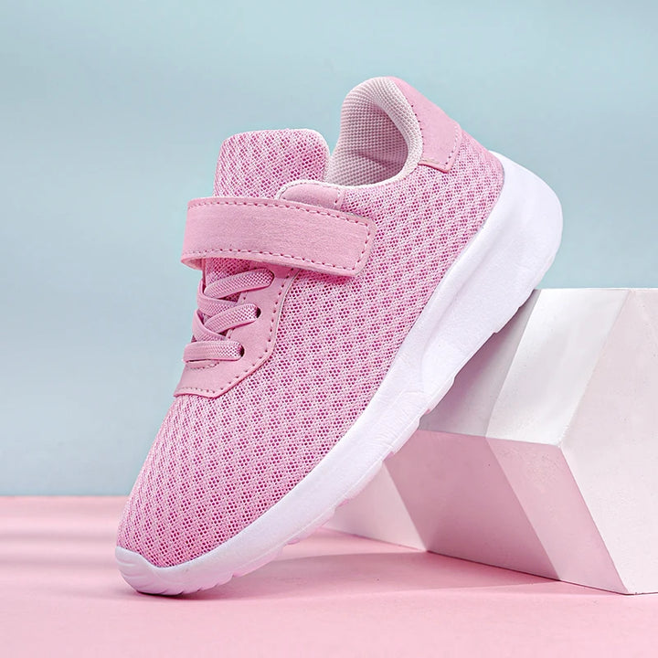 Children's shoes, girls' running and sports shoes, big children's and girls' breathable mesh surface, student shoes, soft soles,