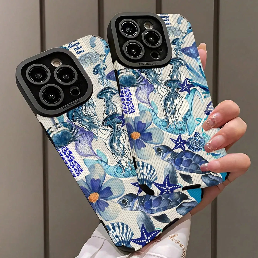 Fashion Ocean Theme Phone Case Compatible with IPhone 16 Pro Max 15 Pro 14Plus 13 12 11 X/XS Smartphone Accessories Shockproof