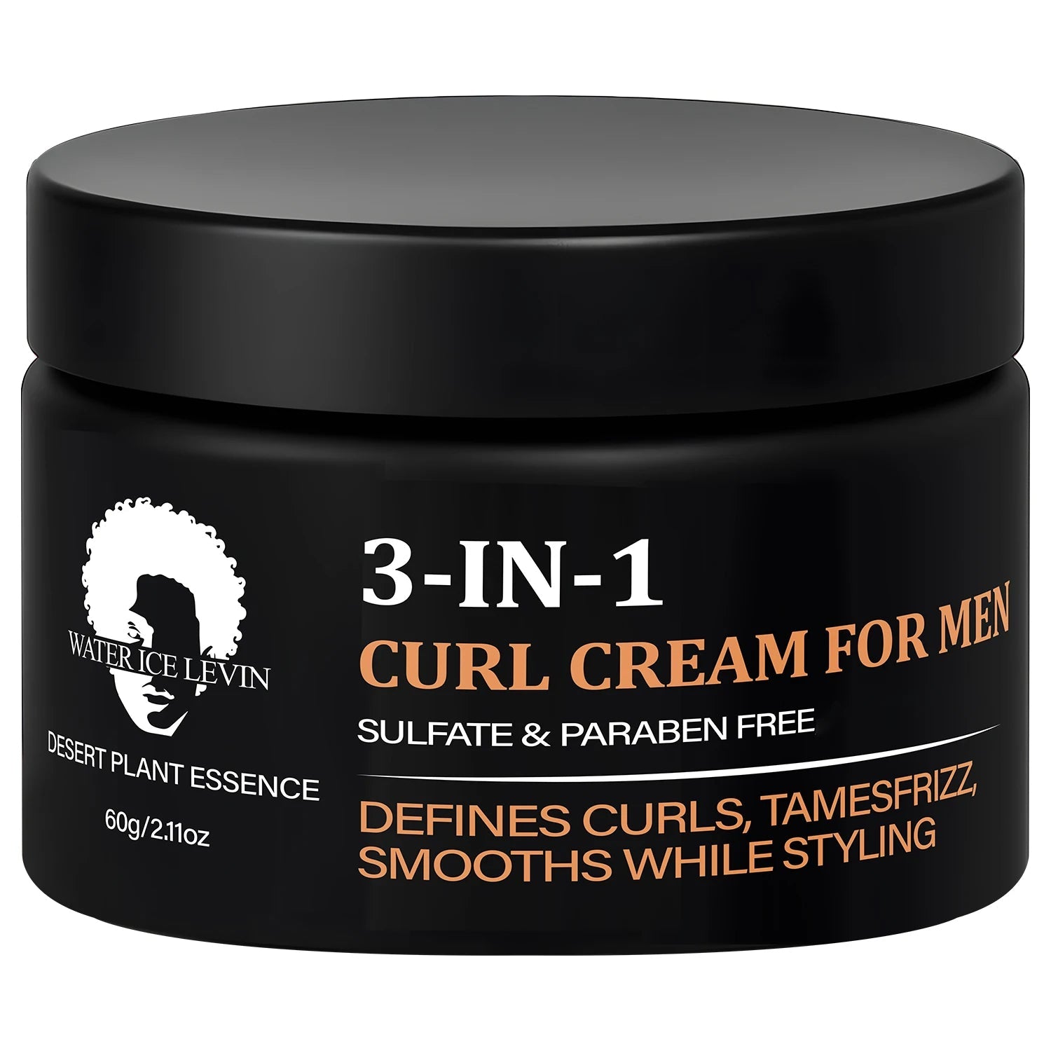 3-IN-1 Men’s Curl Cream: Sulfate/Paraben-Free, Desert Plant Essence, Defines Curls, Tames Frizz & Smooths While Styling Halalzen