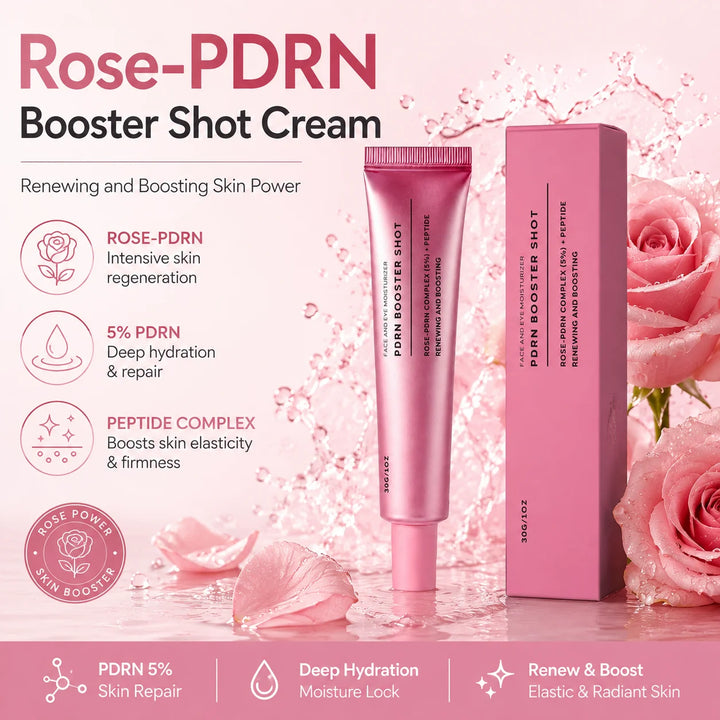 PDRN Booster Shot Serum With Rosy-PDRN Peptide For Dark Spots Care,Balance Skin Tone Deep Hydration Support Daily Skincare Cream