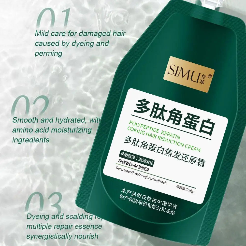 Peptide Keratin Coking Hair Reduction Cream Smoothing Conditioner Repair Dry Hair Dryness Mask Hair Treatment Cream 250ml Halalzen