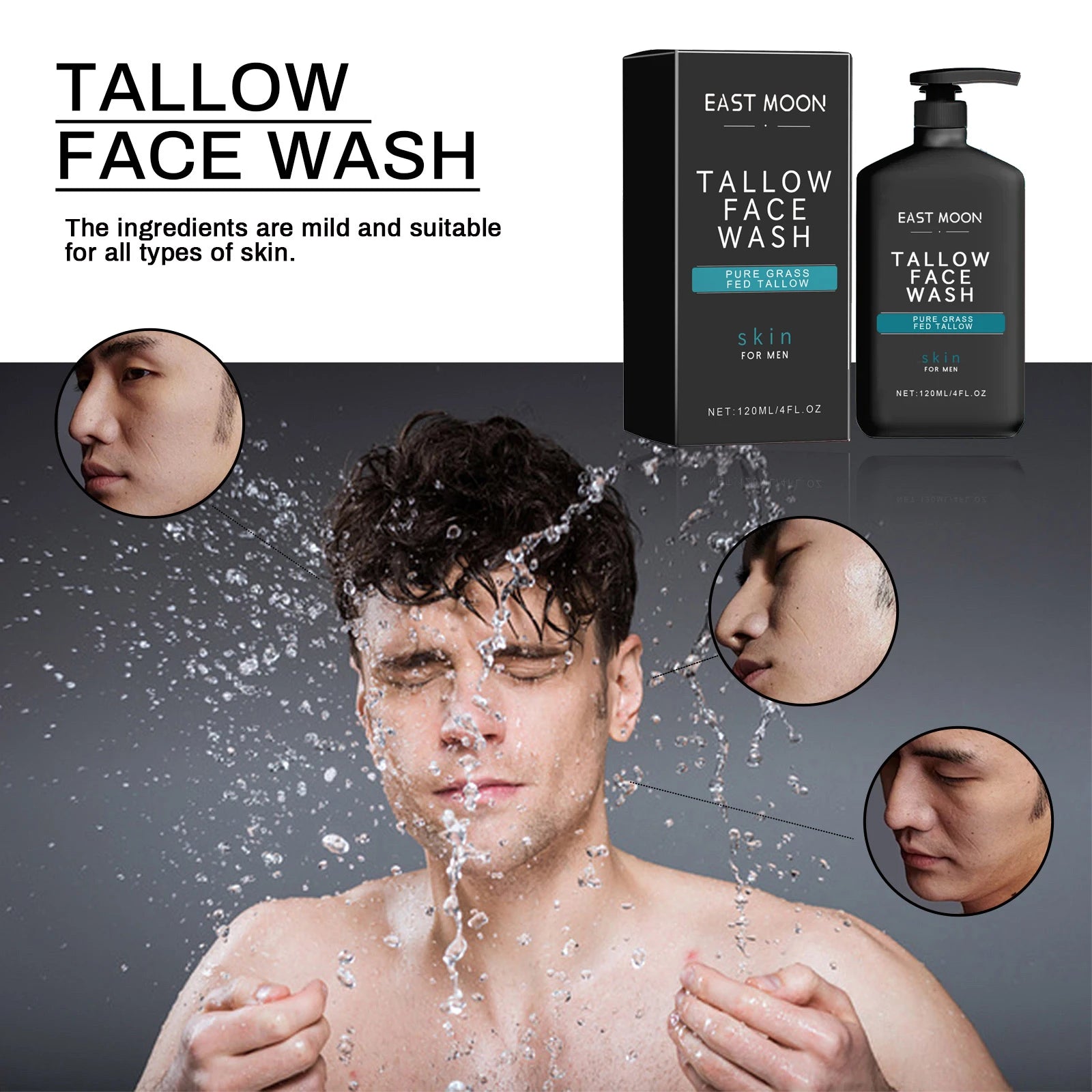 Men Facial Cleanser Lotion Remove Acne Blackhead Prevent Clogged Pores Oil Controll Exfoliator Refreshing Facial Cleaning Cream Halalzen