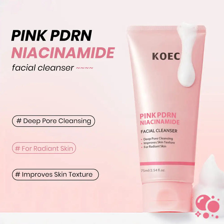 75ml KOEC Pink PDRN Niacinamide Facial Cleanser Hydrating Smoothing Glowing Deep Pore Cleansing Improve Texture Hyaluronic Acid Halalzen
