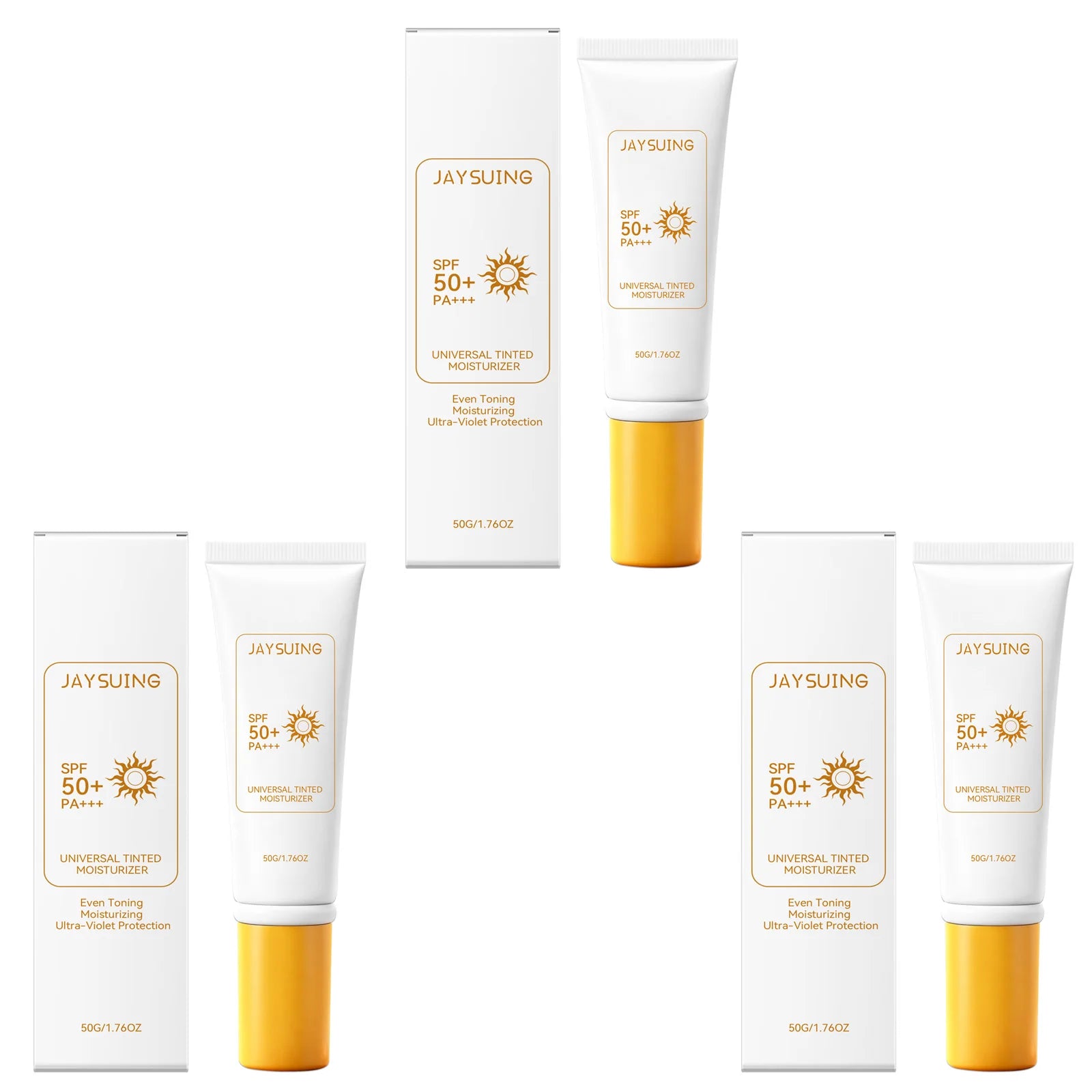 Jaysuing Tinted Sunscreen Spf 50 Anti UV Protection Waterproof Even Skin Tone Matte Finish Summer Outdoor Tinted Moisturizer 50g