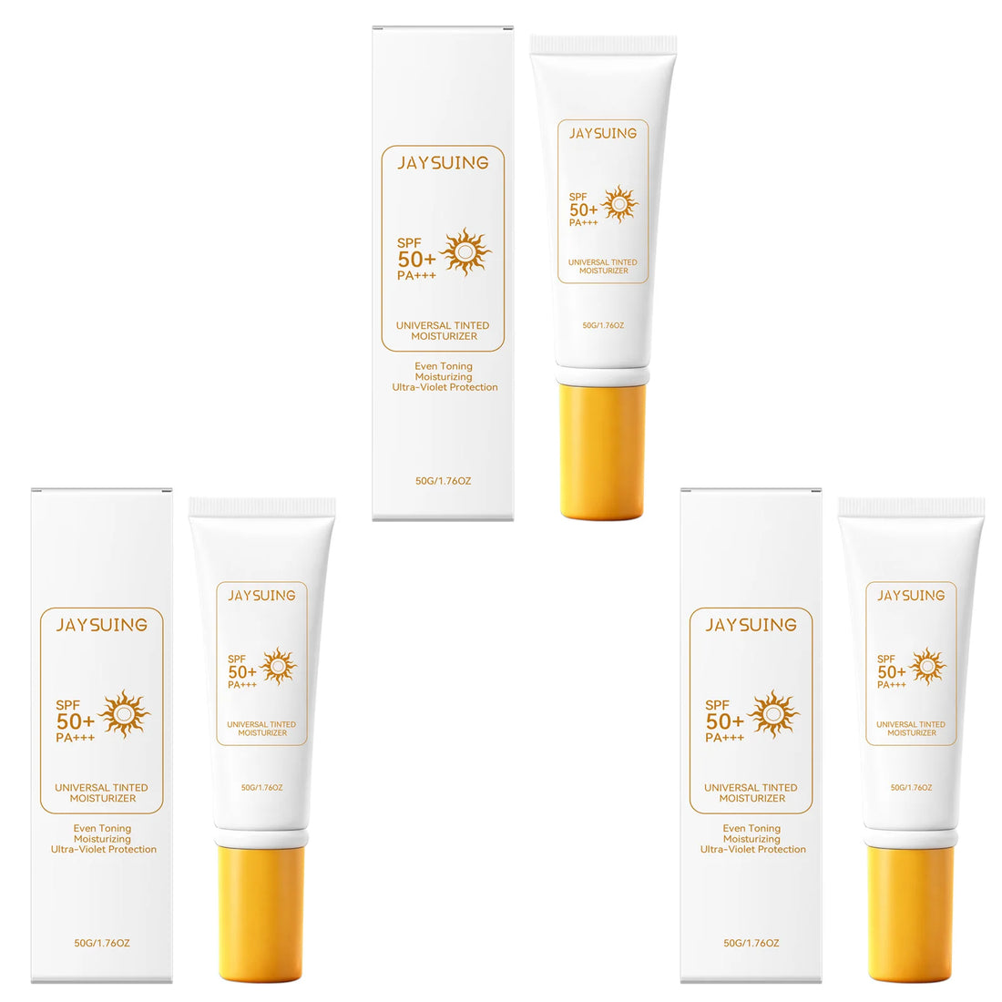 Jaysuing Tinted Sunscreen Spf 50 Anti UV Protection Waterproof Even Skin Tone Matte Finish Summer Outdoor Tinted Moisturizer 50g