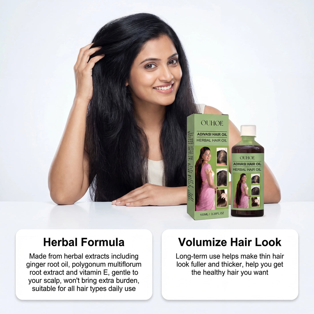 Herbal Hair Oil Nourishing Scalp Treatment Strengthening Serum For Dry Damaged Hair Vitamin E Ginger Root Extract Smoothing Frizz Deep Conditioning Moisturizing Anti Breakage 100ml