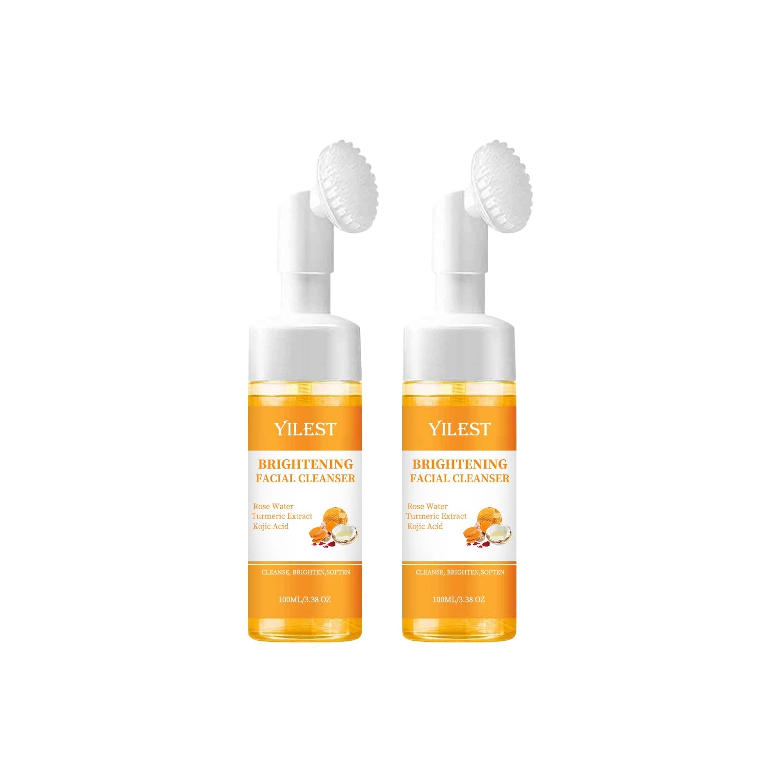 YILEST Brightening Facial Cleanser 100ml - with Kojic Acid, Turmeric & Rose Water, Soft Brush Head for Deep Cleansing, Acne Care Halalzen