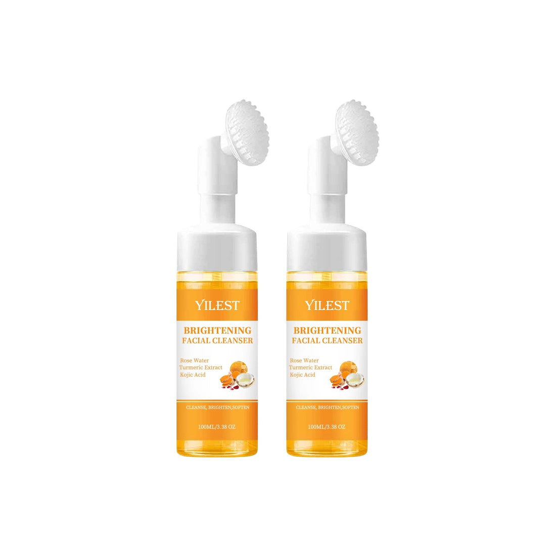 YILEST Brightening Facial Cleanser 100ml - with Kojic Acid, Turmeric & Rose Water, Soft Brush Head for Deep Cleansing, Acne Care Halalzen