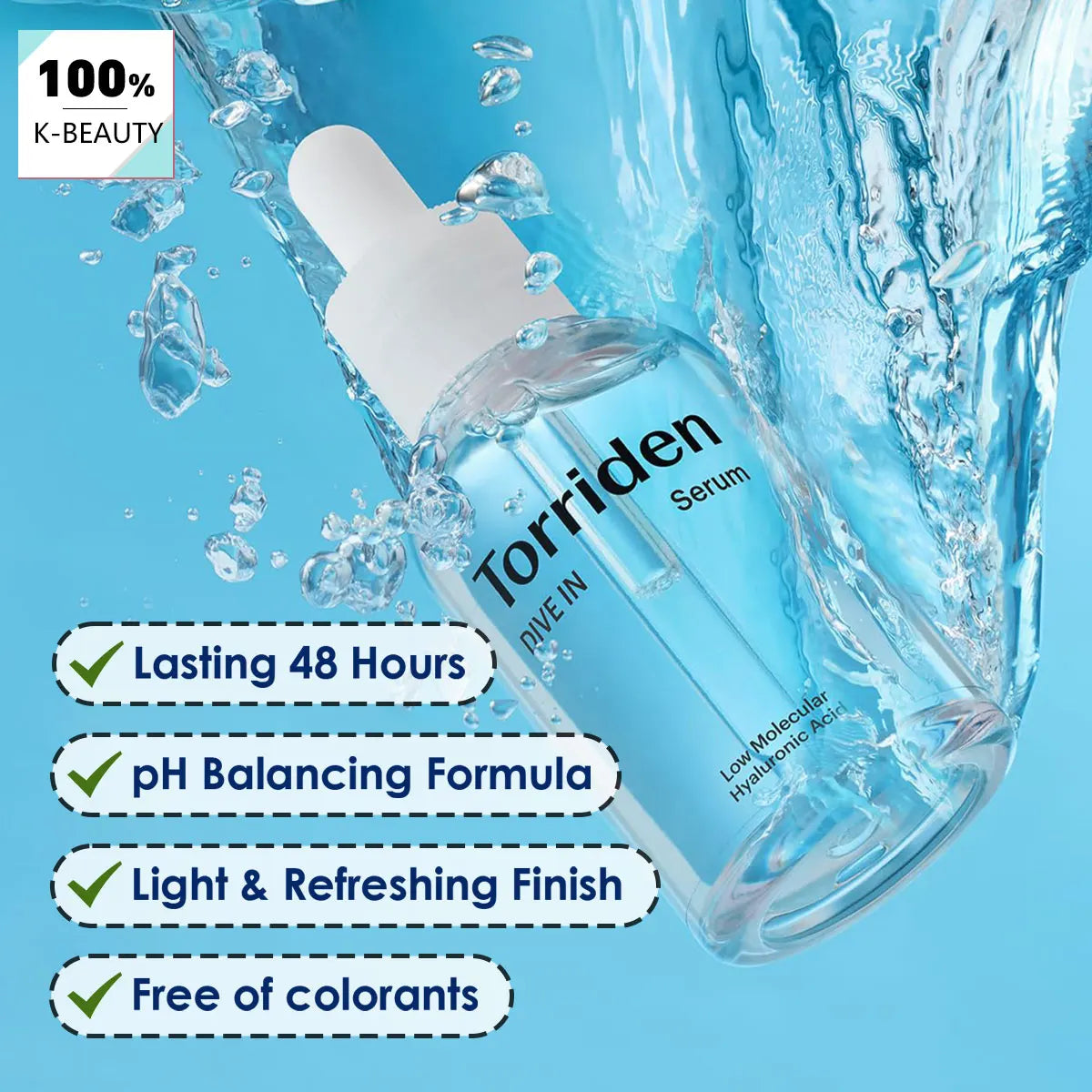 Torriden DIVE-IN Low-Molecular Hyaluronic Acid Serum 50ml,Featherlight,Moisture Retention Aid,Korean Skincare,Korean Makeup Halalzen