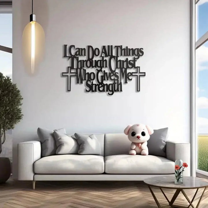 Empowering Wall Art: "I Can Do All Things Through Christ Who Gives Me Strength" —Inspirational Home Decor Piece