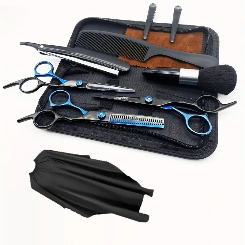 Wingsbro 11Pcs Professional Hairdressing Scissors Stainless Steel Barber Hair Cutting Scissors Sets Salon Hair Styling Tools