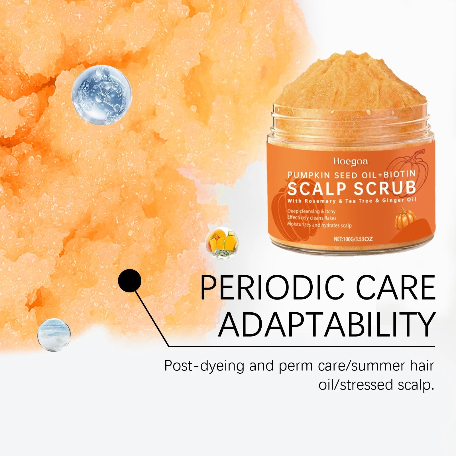 Pumpkin seeds Scalp Scrub Exfoliating Deep Cleansing Treatment For Improves Root Volume With Massage Brush Plant Essential Oils Halalzen