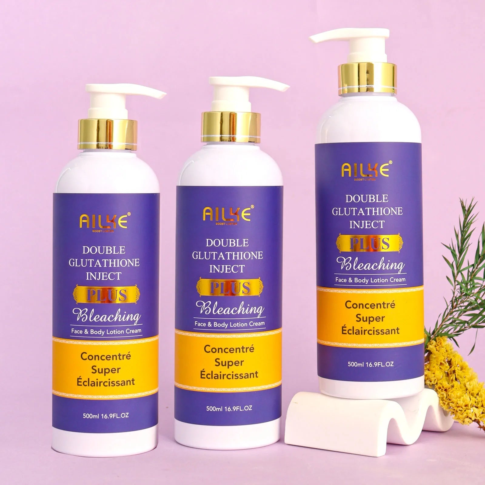 AILKE Glutathione PLUS Whitening Skin Care Set, Moisturizing, Even Skin Tone, Improve Dark, Black Skin, Reduce Spots, Freckle Halalzen