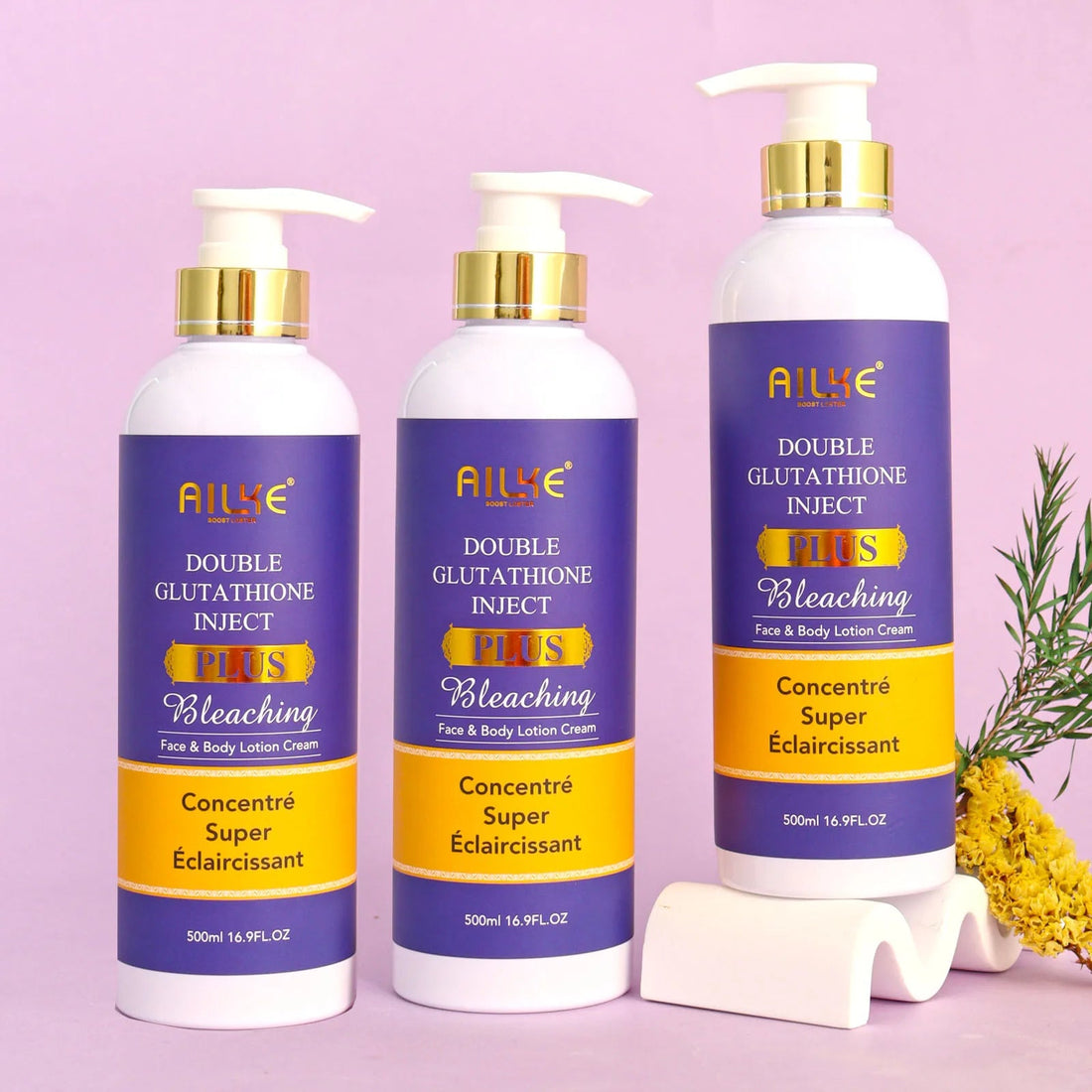 AILKE Glutathione PLUS Whitening Skin Care Set, Moisturizing, Even Skin Tone, Improve Dark, Black Skin, Reduce Spots, Freckle Halalzen